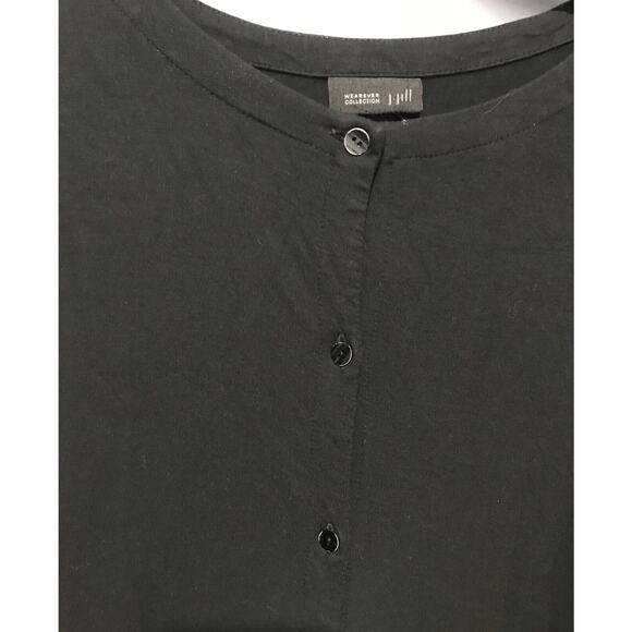 J Jill Wearever Size Large Black Grey Button Front Knit Tunic Top Layer - Picture 4 of 10